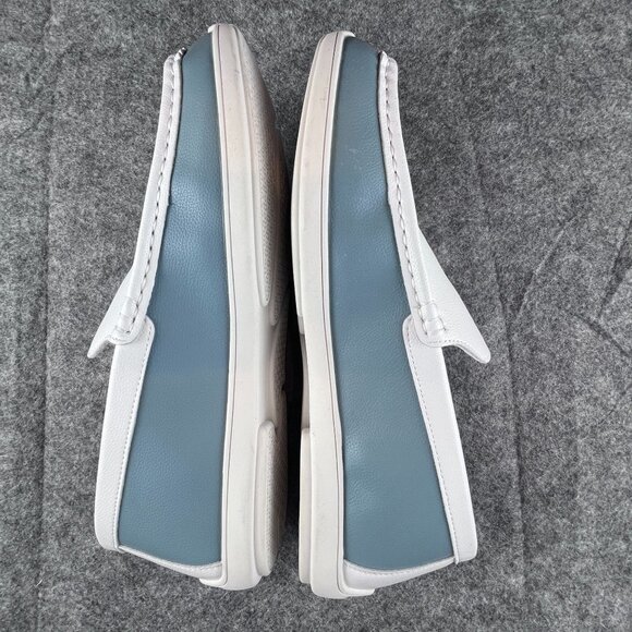 Mens Size EU 45 US 11 White & Blue Slip-On Loafers Comfy Non Slip Rubber Sole - Picture 5 of 15